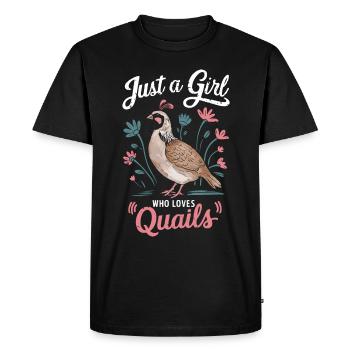 Caille Oiseau Cailles - T-shirt Premium bio Homme - noir - Devant - Nico (187cm)