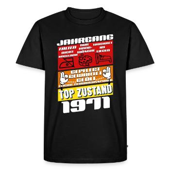 54 ans Né en 1971 Anniversaire - T-shirt Premium bio Homme - noir - Devant - Nico (187cm)