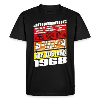 57 ans millésime 1968 anniversaire - T-shirt Premium bio Homme - noir - Devant - Nico (187cm)