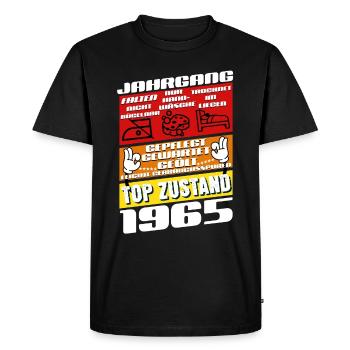 60 ans Millésime 1965 Anniversaire - T-shirt Premium bio Homme - noir - Devant - Nico (187cm)