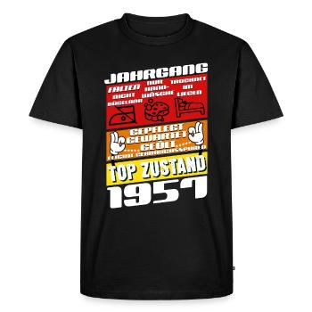 68 ans Né en 1957 Anniversaire - T-shirt Premium bio Homme - noir - Devant - Nico (187cm)