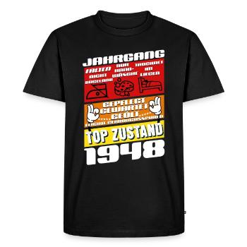 77 ans millésime 1948 anniversaire - T-shirt Premium bio Homme - noir - Devant - Nico (187cm)