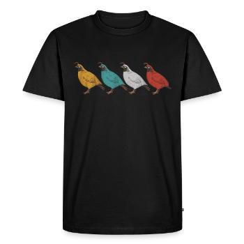 Caille Oiseau Cailles - T-shirt Premium bio Homme - noir - Devant - Nico (187cm)