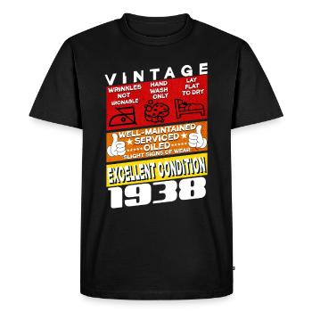 87 ans Millésime 1938 femme & homme Anniversaire - T-shirt Premium bio Homme - noir - Devant - Nico (187cm)