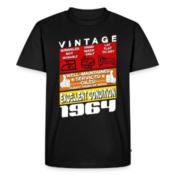 61 ans Millésime 1964 femmes & hommes Anniversaire - T-shirt Premium bio Homme - noir - Devant - Nico (187cm)