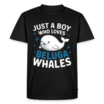 Béluga Océan Bélugas Baleines - T-shirt Premium bio Homme - noir - Devant - Nico (187cm)