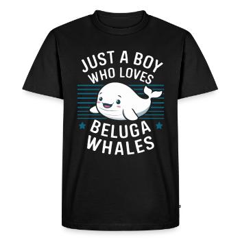 Béluga Océan Bélugas Baleines - T-shirt Premium bio Homme - noir - Devant - Nico (187cm)