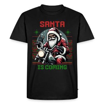 Moto Père Noël Motard Noël - T-shirt Premium bio Homme - noir - Devant - Nico (187cm)
