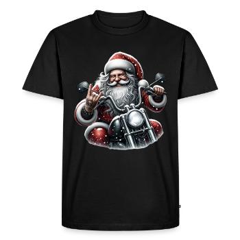 Moto Père Noël Motard Noël - T-shirt Premium bio Homme - noir - Devant - Nico (187cm)