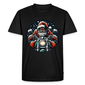 Moto Père Noël Motard Noël - T-shirt Premium bio Homme - noir - Devant - Nico (187cm)