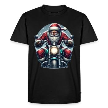 Motorrad Weihnachtsmann Biker Weihnachten - Männer Premium Bio T-Shirt - Schwarz - Vorne - Nico (187cm)