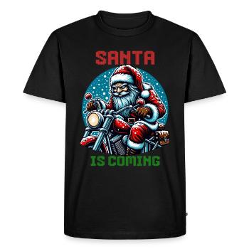 Moto Père Noël Motard Noël - T-shirt Premium bio Homme - noir - Devant - Nico (187cm)