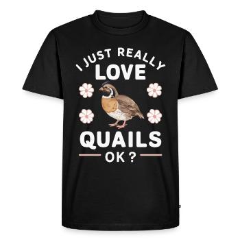 Caille Oiseau Cailles - T-shirt Premium bio Homme - noir - Devant - Nico (187cm)