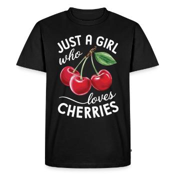 Cherries Cherries Fruits Food - Men's Premium Organic T-Shirt - black - Front - Nico (187cm)