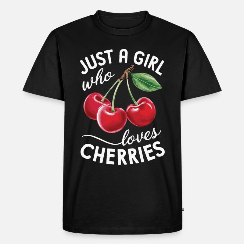 Kirsche Kirschen Früchte Essen - Männer Premium Bio T-Shirt - Schwarz