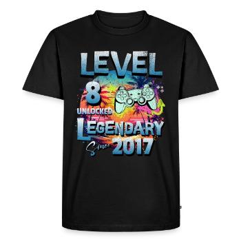 Level 8 Unlocked since 2017 Birthday - Men's Premium Organic T-Shirt - black - Front - Nico (187cm)