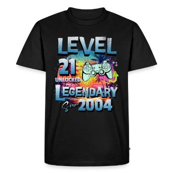 Niveau 21 Débloqué depuis 1982 Anniversaire - T-shirt Premium bio Homme - noir - Devant - Nico (187cm)