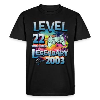 Niveau 22 Débloqué depuis 1982 Anniversaire - T-shirt Premium bio Homme - noir - Devant - Nico (187cm)