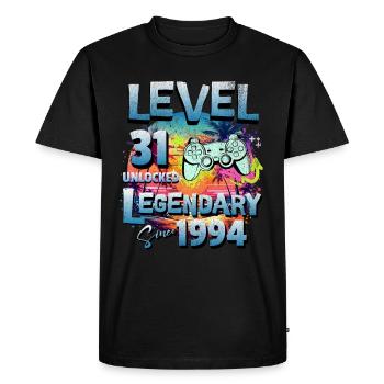 Niveau 31 Débloqué depuis 1982 Anniversaire - T-shirt Premium bio Homme - noir - Devant - Nico (187cm)