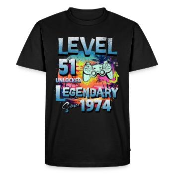 Niveau 51 Débloqué depuis 1982 Anniversaire - T-shirt Premium bio Homme - noir - Devant - Nico (187cm)