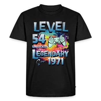 Niveau 54 Débloqué depuis 1982 Anniversaire - T-shirt Premium bio Homme - noir - Devant - Nico (187cm)