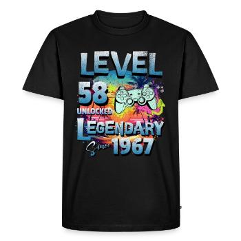 Level 58 Unlocked since 1982 Birthday - Men's Premium Organic T-Shirt - black - Front - Nico (187cm)