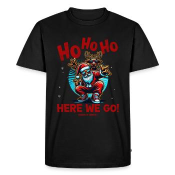 Le Père Noël danse à Noël drôle - T-shirt Premium bio Homme - noir - Devant - Nico (187cm)