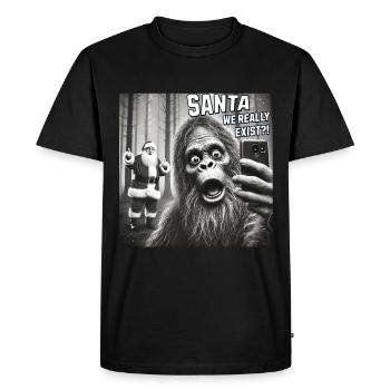 Bigfoot & Santa existe vraiment Selfie Noël - T-shirt Premium bio Homme - noir - Devant - Nico (187cm)