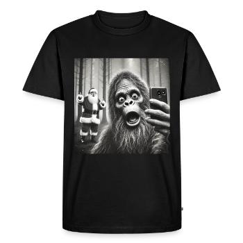 Bigfoot & Santa existe vraiment Selfie Noël - T-shirt Premium bio Homme - noir - Devant - Nico (187cm)