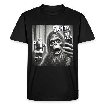 Bigfoot & Santa existe vraiment Selfie Noël - T-shirt Premium bio Homme - noir - Devant - Nico (187cm)