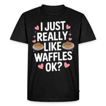 Gaufres Bonbons pour le petit-déjeuner - T-shirt Premium bio Homme - noir - Devant - Nico (187cm)