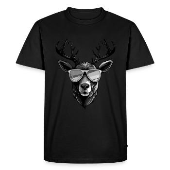 Cerf Hipster Cool Party - T-shirt Premium bio Homme - noir - Devant - Nico (187cm)