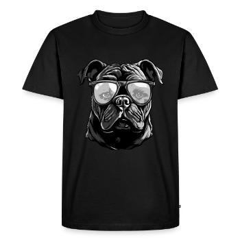 Bulldog Dog Hipster Cool Party - T-shirt Premium bio Homme - noir - Devant - Nico (187cm)