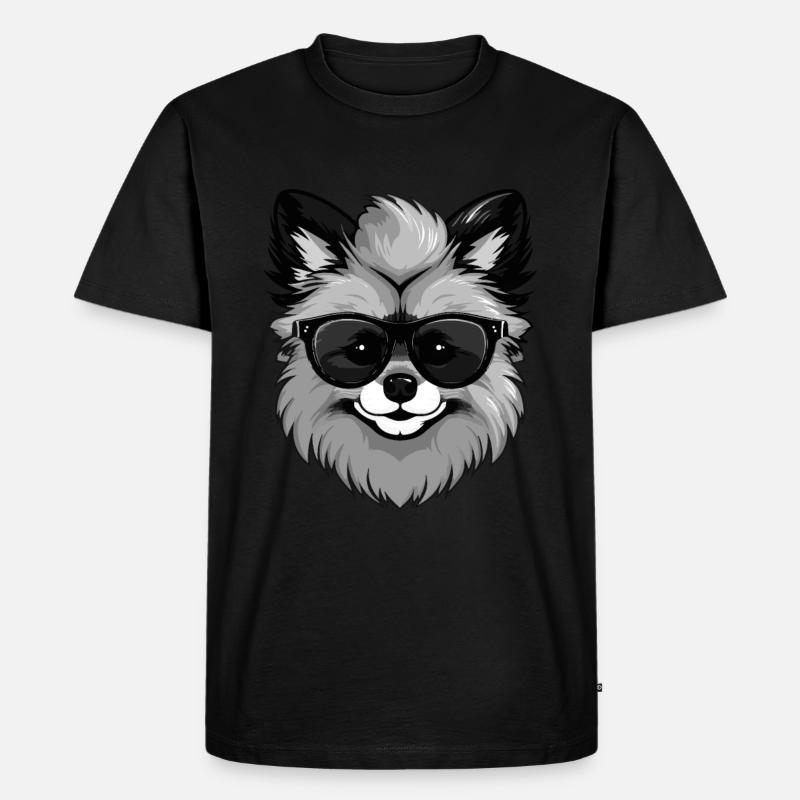Zwergspitz Hund Pomeranian Cool - Männer Premium Bio T-Shirt - Schwarz