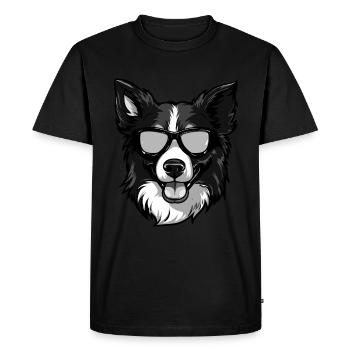 Border Collie Chien Hipster Cool Party - T-shirt Premium bio Homme - noir - Devant - Nico (187cm)