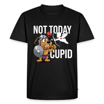Célibataire & Anti Amour Saint-Valentin Pas aujourd’hui Cupidon - T-shirt Premium bio Homme - noir - Devant - Nico (187cm)