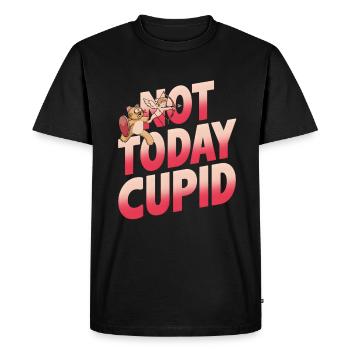 Célibataire & Anti Amour Saint-Valentin Pas aujourd’hui Cupidon - T-shirt Premium bio Homme - noir - Devant - Nico (187cm)