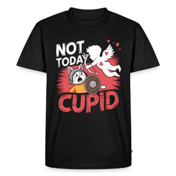 Célibataire & Anti Amour Saint-Valentin Pas aujourd’hui Cupidon - T-shirt Premium bio Homme - noir - Devant - Nico (187cm)
