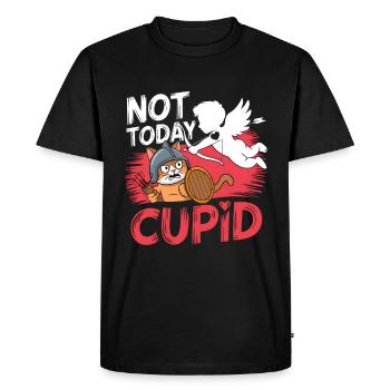 Célibataire & Anti Amour Saint-Valentin Pas aujourd’hui Cupidon - T-shirt Premium bio Homme - noir - Devant - Nico (187cm)