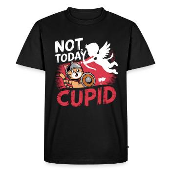 Célibataire & Anti Amour Saint-Valentin Pas aujourd’hui Cupidon - T-shirt Premium bio Homme - noir - Devant - Nico (187cm)