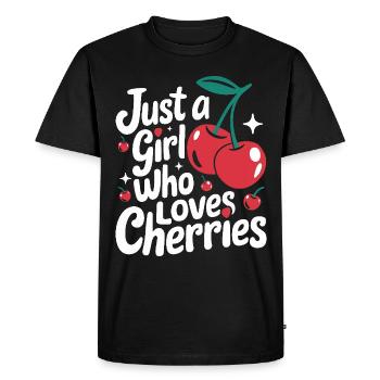Cherries Cherries Fruits Food - Men's Premium Organic T-Shirt - black - Front - Nico (187cm)