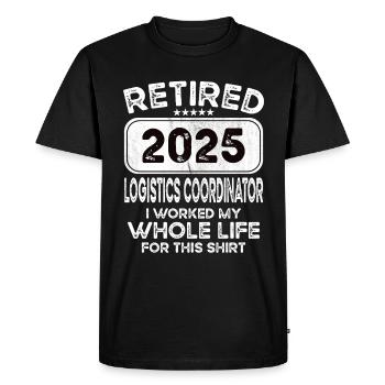 Coordinateur logistique à la retraite 2025 - T-shirt Premium bio Homme - noir - Devant - Nico (187cm)