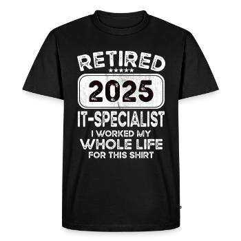 Retired It specialist 2025 - Men's Premium Organic T-Shirt - black - Front - Nico (187cm)