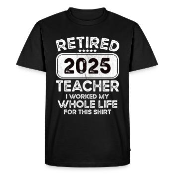 Retired Teacher 2025 - Men's Premium Organic T-Shirt - black - Front - Nico (187cm)