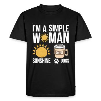 Je suis une femme simple comme les chiens de soleil et le café - T-shirt Premium bio Homme - noir - Devant - Nico (187cm)