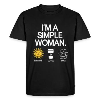 Je suis une femme simple comme les chiens de soleil et le café - T-shirt Premium bio Homme - noir - Devant - Nico (187cm)