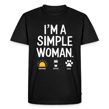 Je suis une femme simple comme les chiens de soleil et le café - T-shirt Premium bio Homme - noir - Devant - Nico (187cm)