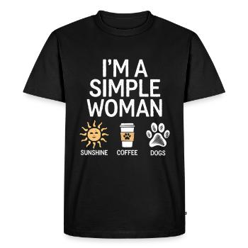 Je suis une femme simple comme les chiens de soleil et le café - T-shirt Premium bio Homme - noir - Devant - Nico (187cm)