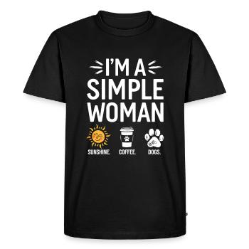 Je suis une femme simple comme les chiens de soleil et le café - T-shirt Premium bio Homme - noir - Devant - Nico (187cm)