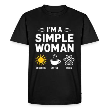 Je suis une femme simple comme les chiens de soleil et le café - T-shirt Premium bio Homme - noir - Devant - Nico (187cm)